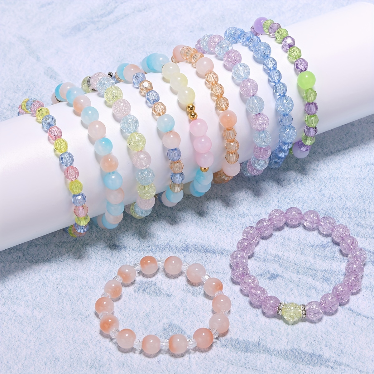 DIY Acrylic Beads Bracelet Making Kit, Girls' Lovely Cute Bracelet Necklace  Jewelry Making Kit, DIY Bulk Acrylic Vintage Turquoise Beads Jewelry Makin