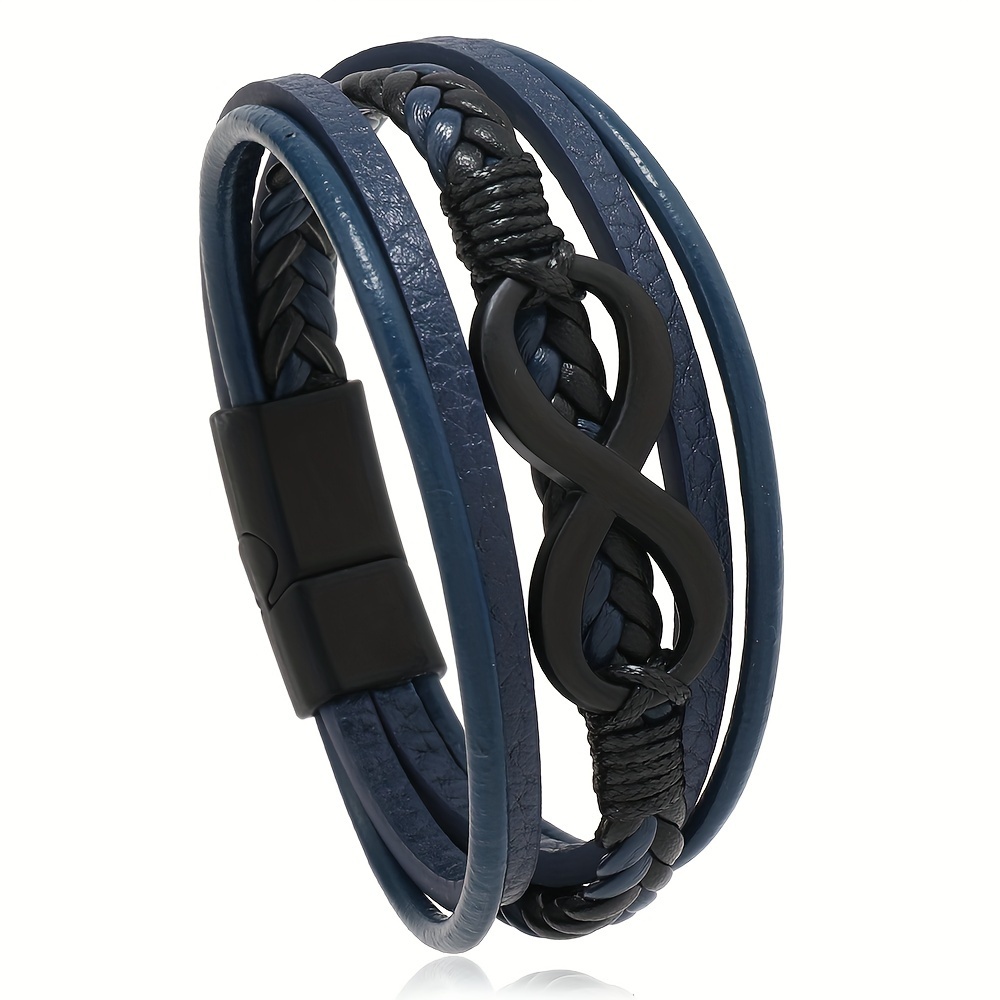Infinity Symbol Figure 8 Alloy Magnet Clasp Bracelet Braided Layer