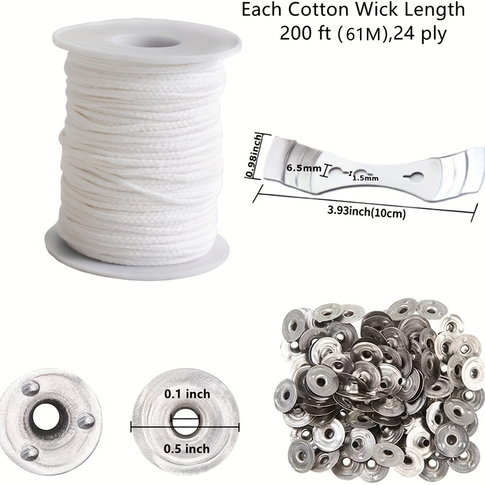 200 Ft Braided Candle Wicks, Cotton Candle Wick Spool Roller and