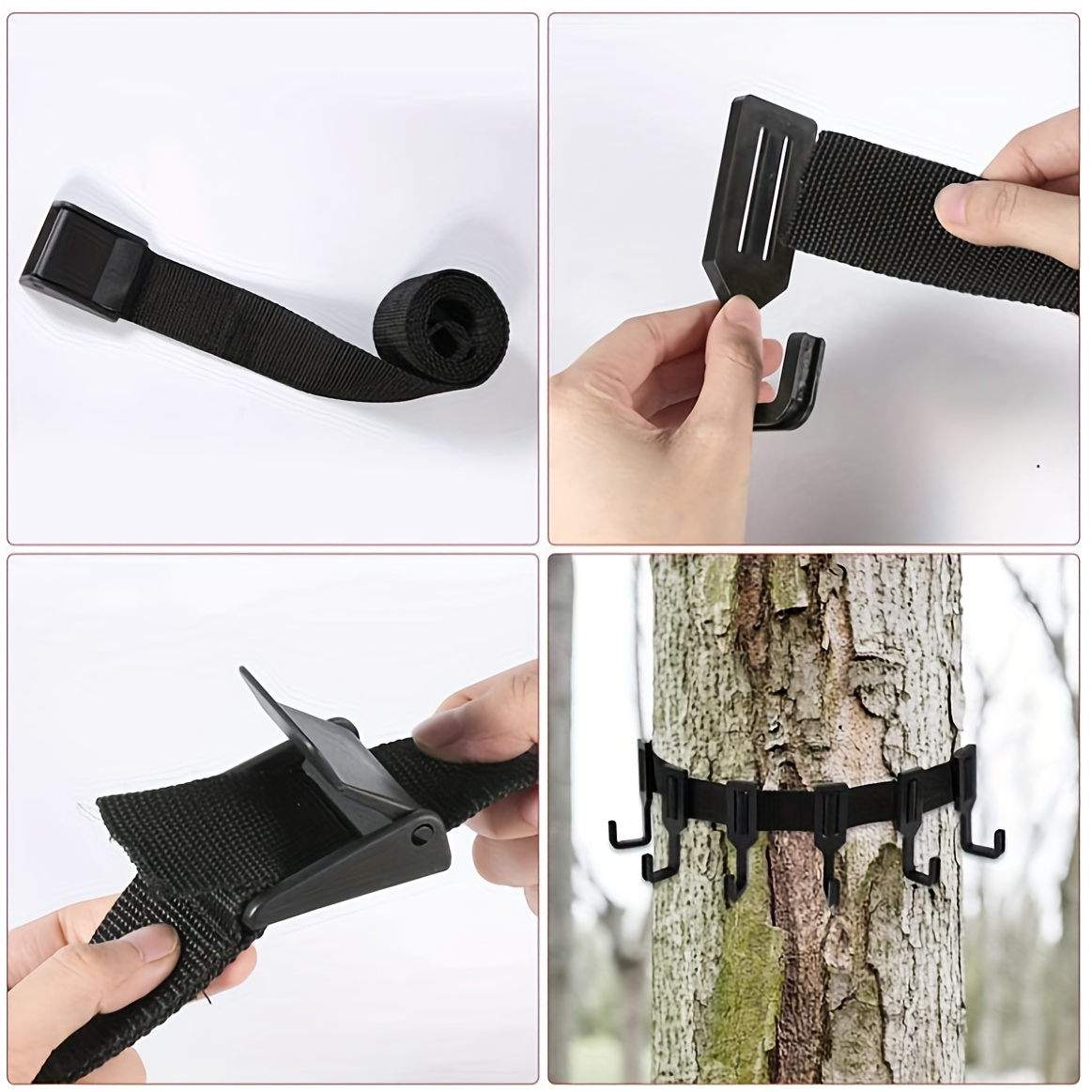 Treestand Strap Hangers with Metal Hooks Thick Strap Bow Hanger Multi-Hook  Accessory Holder Hunting Gears Durable Multi-Hook Accessory Holder