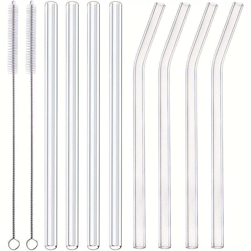 Glass Boba Straws,Clear Straws for Smoothies,Bubble Tea,Pack of 5 with  Carrying Case and Cleaning Brush 