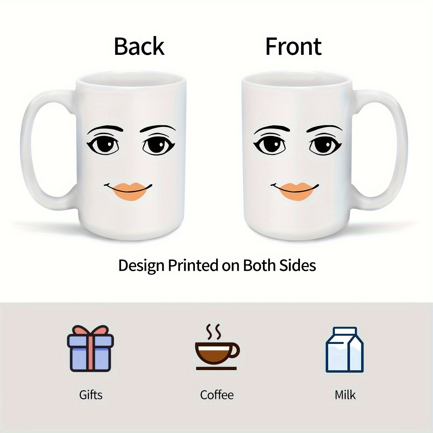 1pc, Woman Face Funny Mug, 11oz/15oz Ceramic Coffee Mugs, Novelty Coffee  Cup, Birthday/Christmas/Anniversary Gifts For Friend, Sister, Brother Cute  Th
