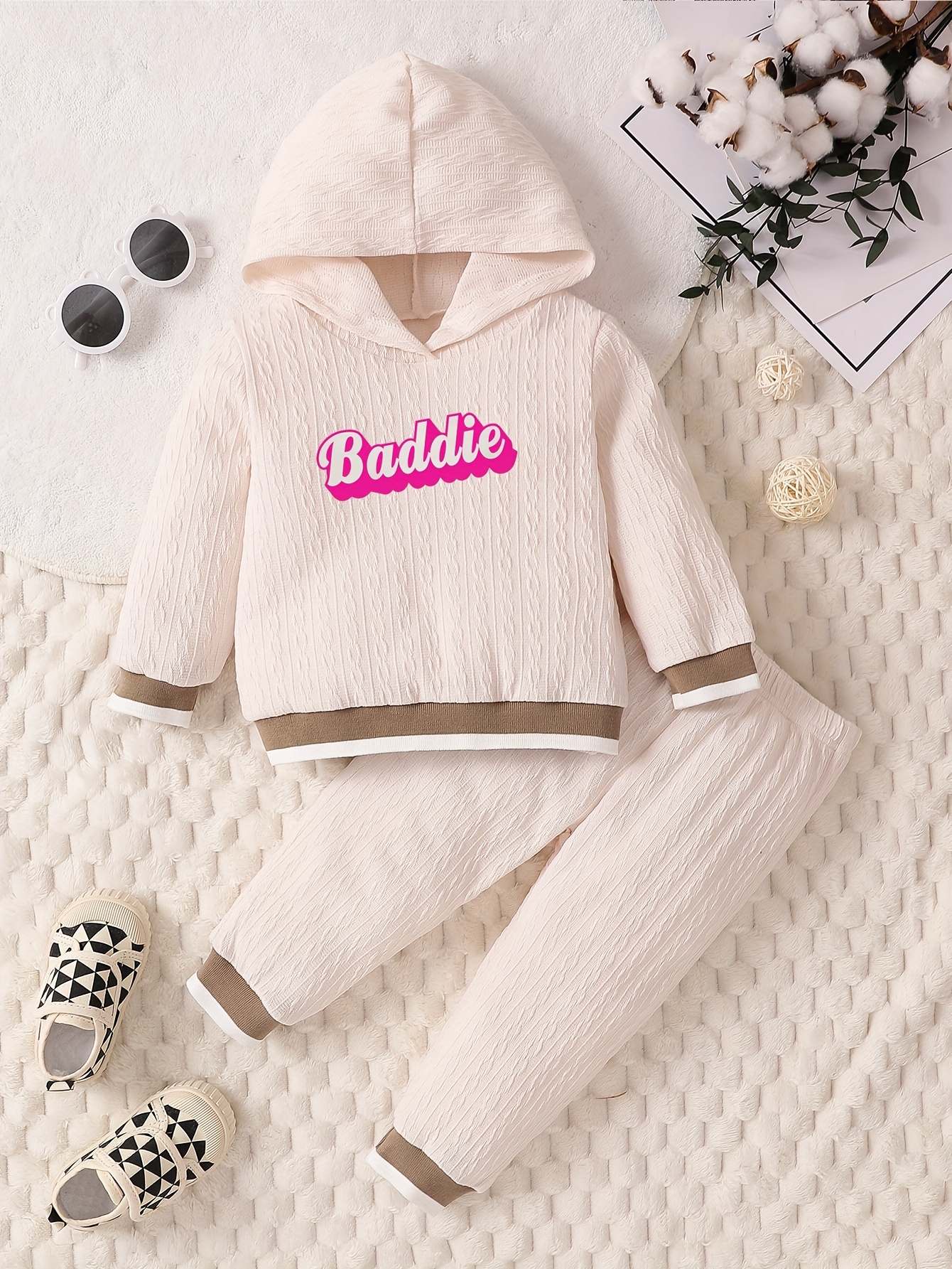 Conjunto de ropa para niños de 1 a 5 años, sudadera con capucha de manga  larga con estampado de letras para bebés y niños pequeños