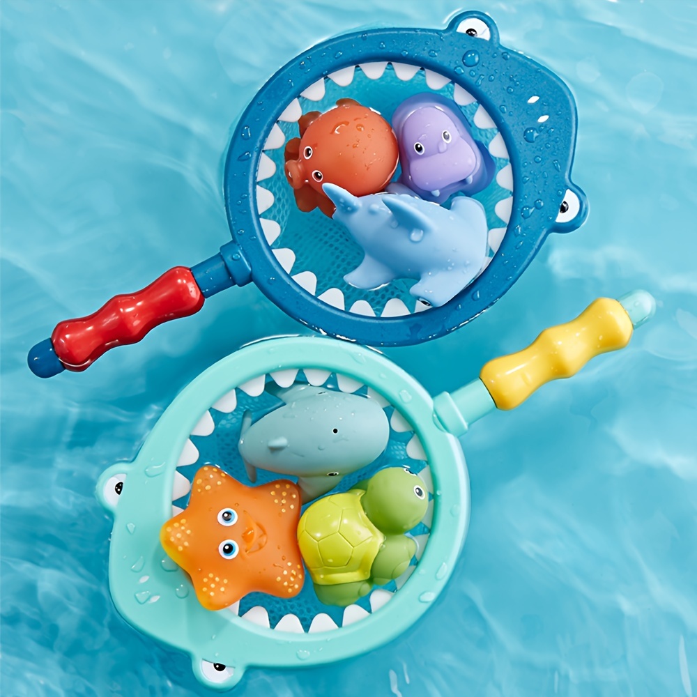 Kids Fishing Bath Toys Game - 16Pcs Magnetic Floating Toy Magnet Pole Rod  Net, Plastic Floating Fish - Toddler Education Teaching and Learning Colors