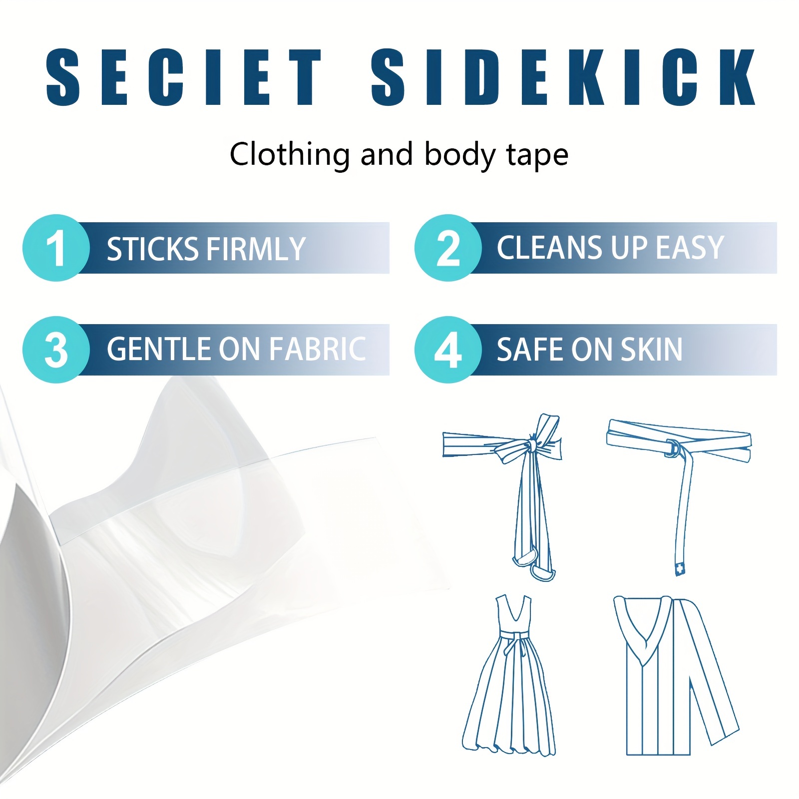 Invisible Double-sided Adhesive Non-Slip Strips - Pack of 80