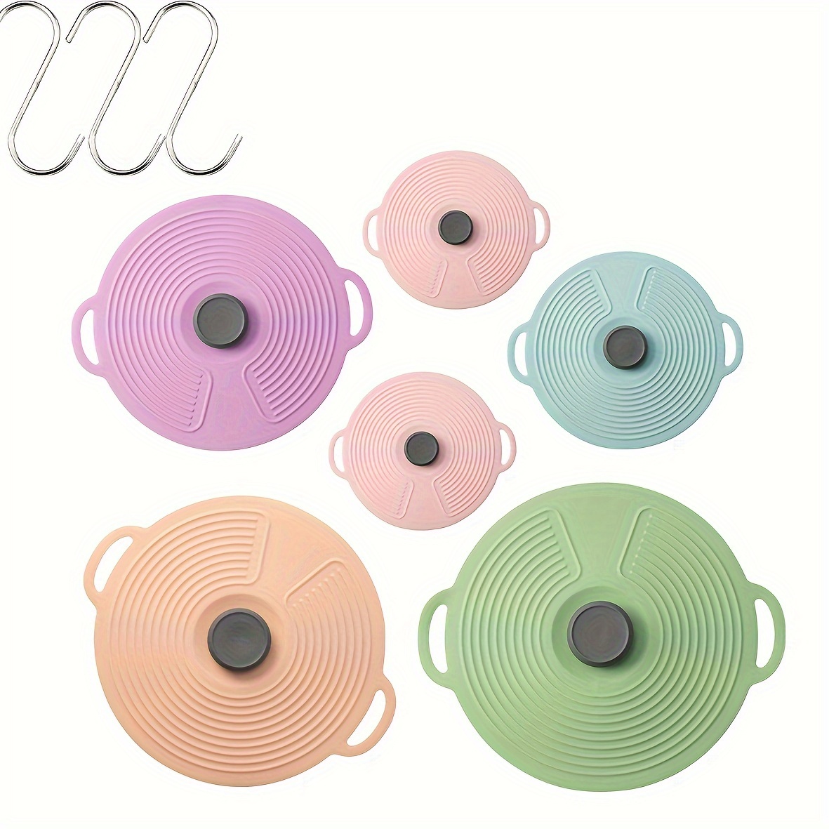 Silicone Pot Lid With S-shaped Hook, Silicone Bowl Lids, Reusable Suction  Microwave Food Storage Cover, Food-grade Grip Fits Cups, Bowls, Plates, Pots,  Fridge Dishwasher Safe, Kitchen Accessaries - Temu