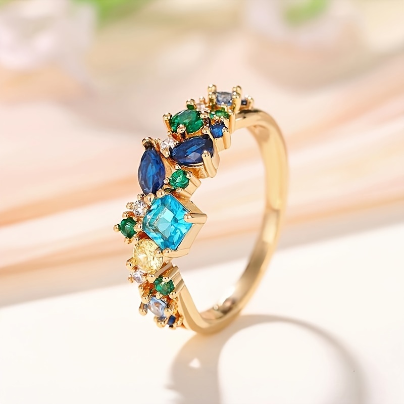 Exquisite Ring Shining Gemstone Match Daily Outfits Party Accessory Gift For Female Dupes