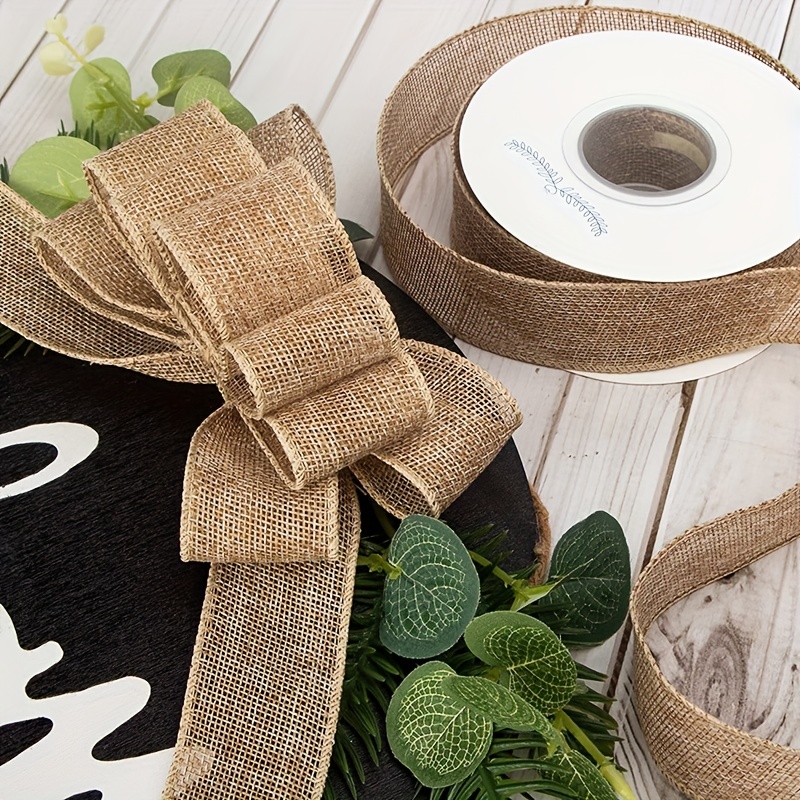  20 Yard Burlap Wide Ribbon Jute Ribbon Natural Burlap Wired  Edge Ribbon for Wreaths Crafts Valentine's Day Gift Wrapping Party  Decoration Outdoor Decoration(2 Inch)