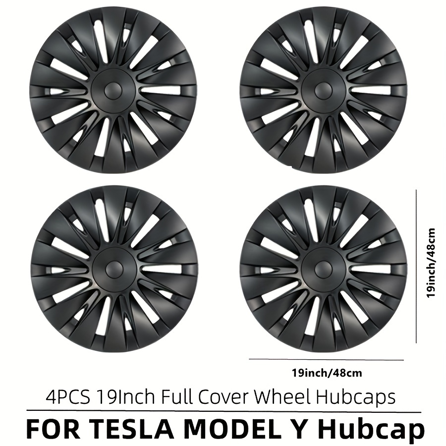 4PCS Tesla Modèle Y HubCaps 19 Pouces 2018-2023 Performance Automobile  Replacemen Hub cap Full Rim Cover modèle y hub cap Wheel Caps