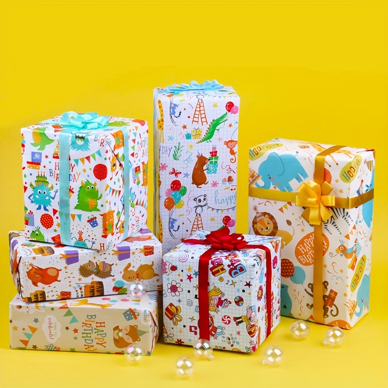 Papel de regalo de feliz cumpleaños, 8 hojas de papel de regalo plegado  metálico para envolver regalos, globos, tartas, grafiti, envolturas de  regalo