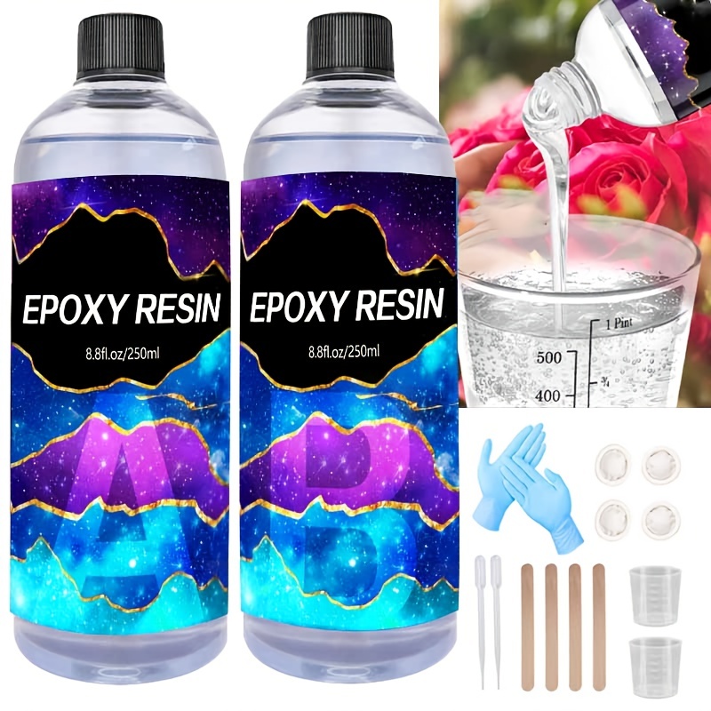 Kit de resina epoxi transparente, suministros de Arte de alto brillo y  burbujas para revestimiento y fundición artesanal, fabricación de joyas  DIY, 1:1