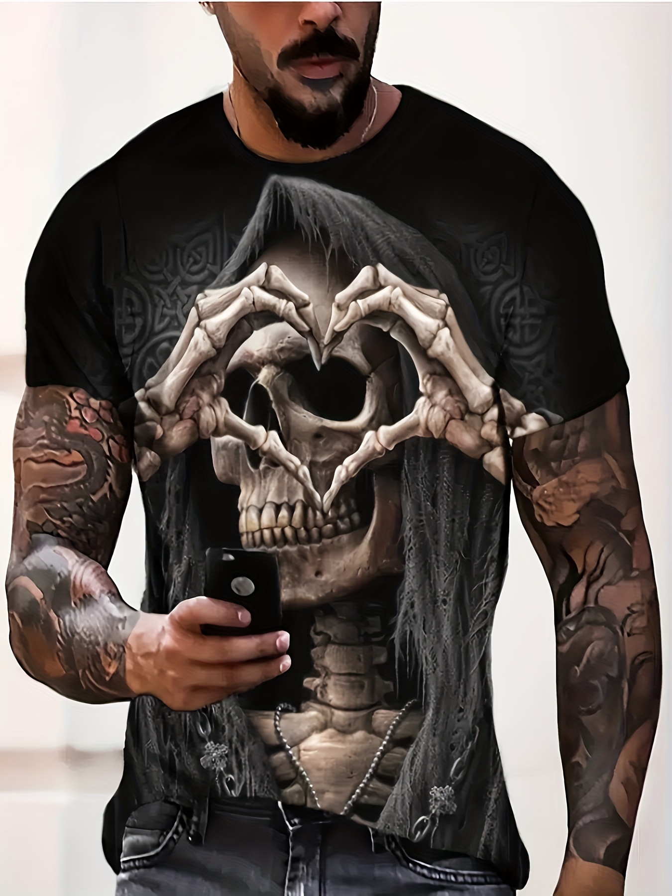Camiseta Hombre Estampado Calavera En 3d Moda Camisetas - Temu Chile