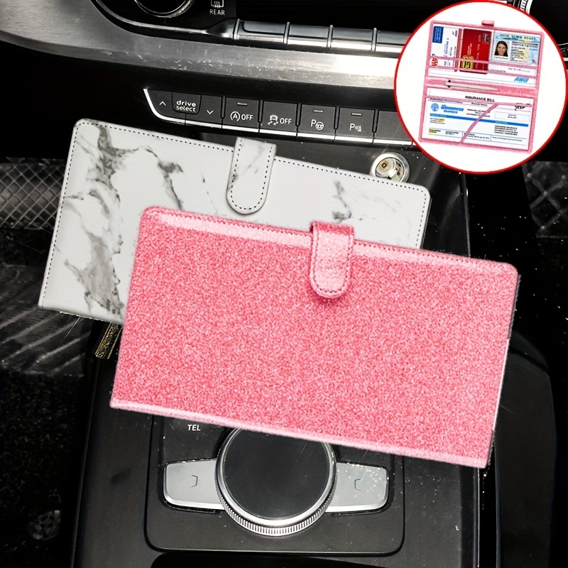 Stylish Car Registration Insurance Holder Pu Leather Card - Temu