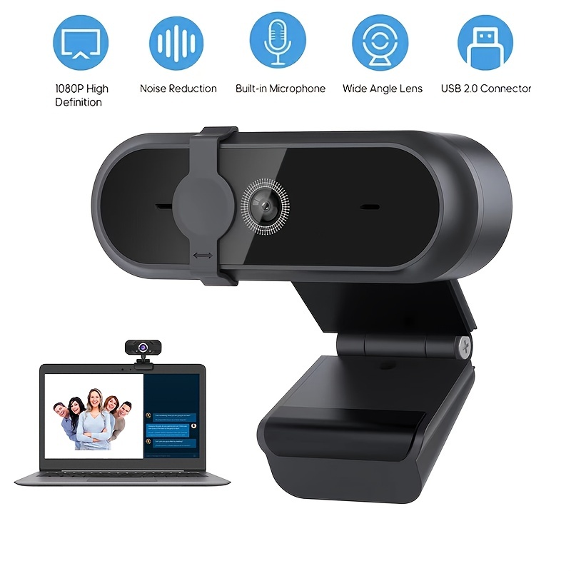 Webcam 1080p HD Computer Camera - Microphone Laptop USB PC Webcam