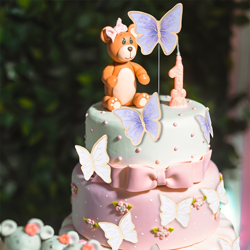 5 set Cake Topper da forno bordo oro rosa farfalla principessa