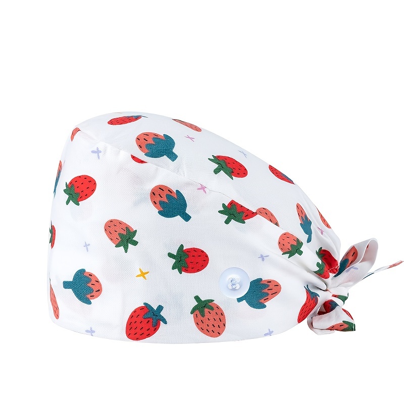 Light Cartoon Print Nurse Hat Adjustable Scrub Cap