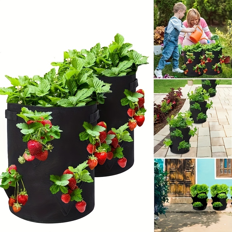 Hanging Grow Bags Multi-port Strawberry Bag Strawberry Potted Garden  Vegetable Planting Bag Gardening Seedling Plant Growth Bag, Pots, Planters  & Container Accessories - Temu