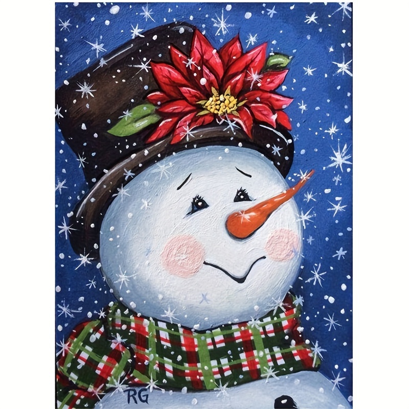 Diy Snowman Diamond Painting Ornaments Christmas Size - Temu