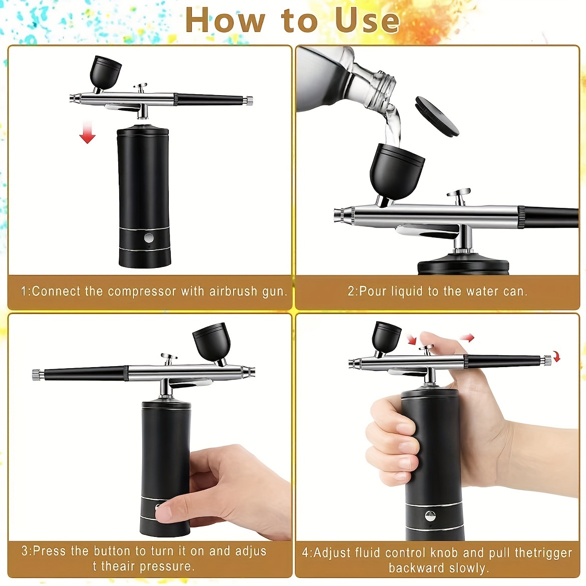 Airbrush kit Rechargeable Cordless Airbrush Compressor Auto - Temu