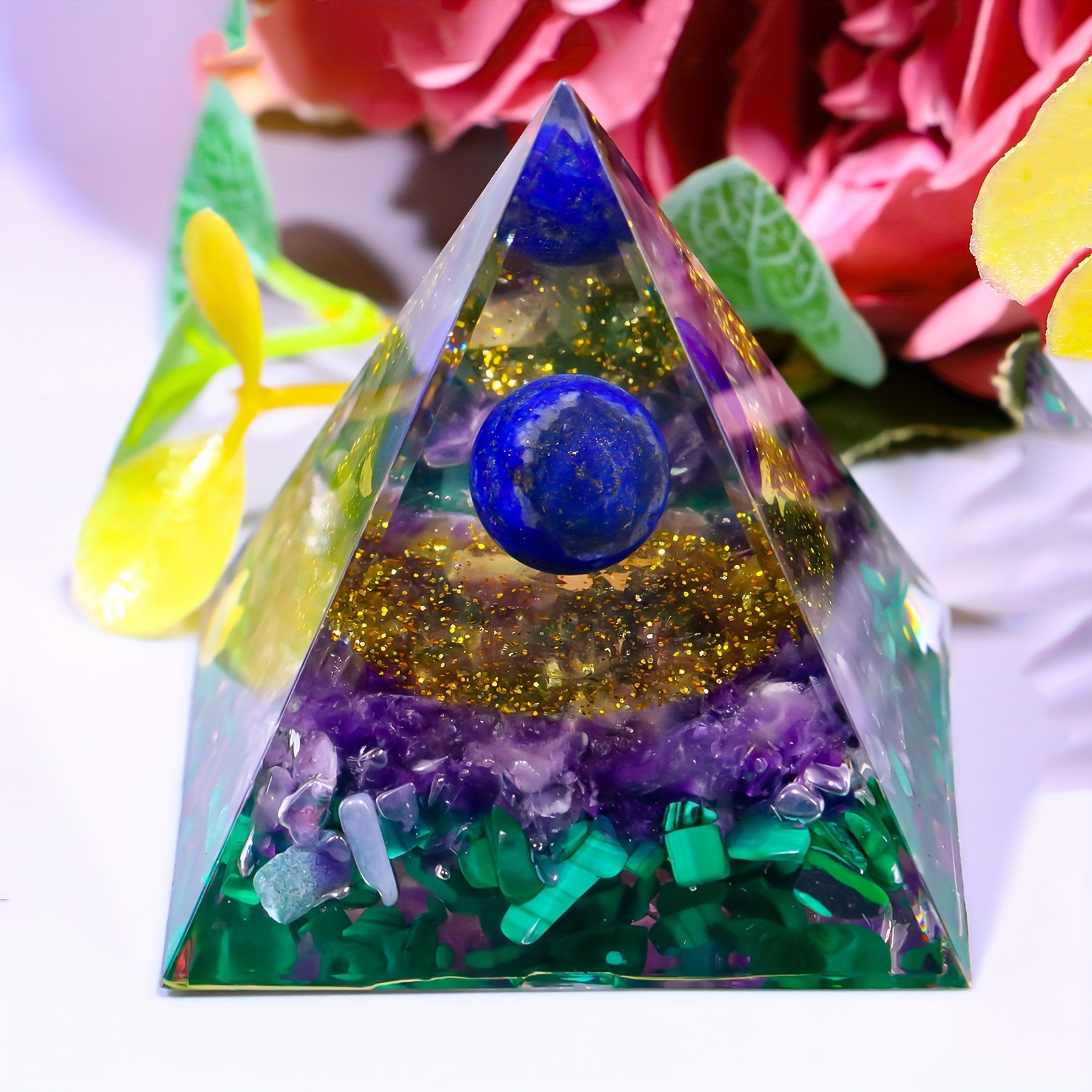 1pc Piramide Generatore Di Energia Orgone, Piramide Di Ametista Naturale  Lapislazzuli Malachite, Piramide Di Meditazione, Cristalli Di Energia Per  La