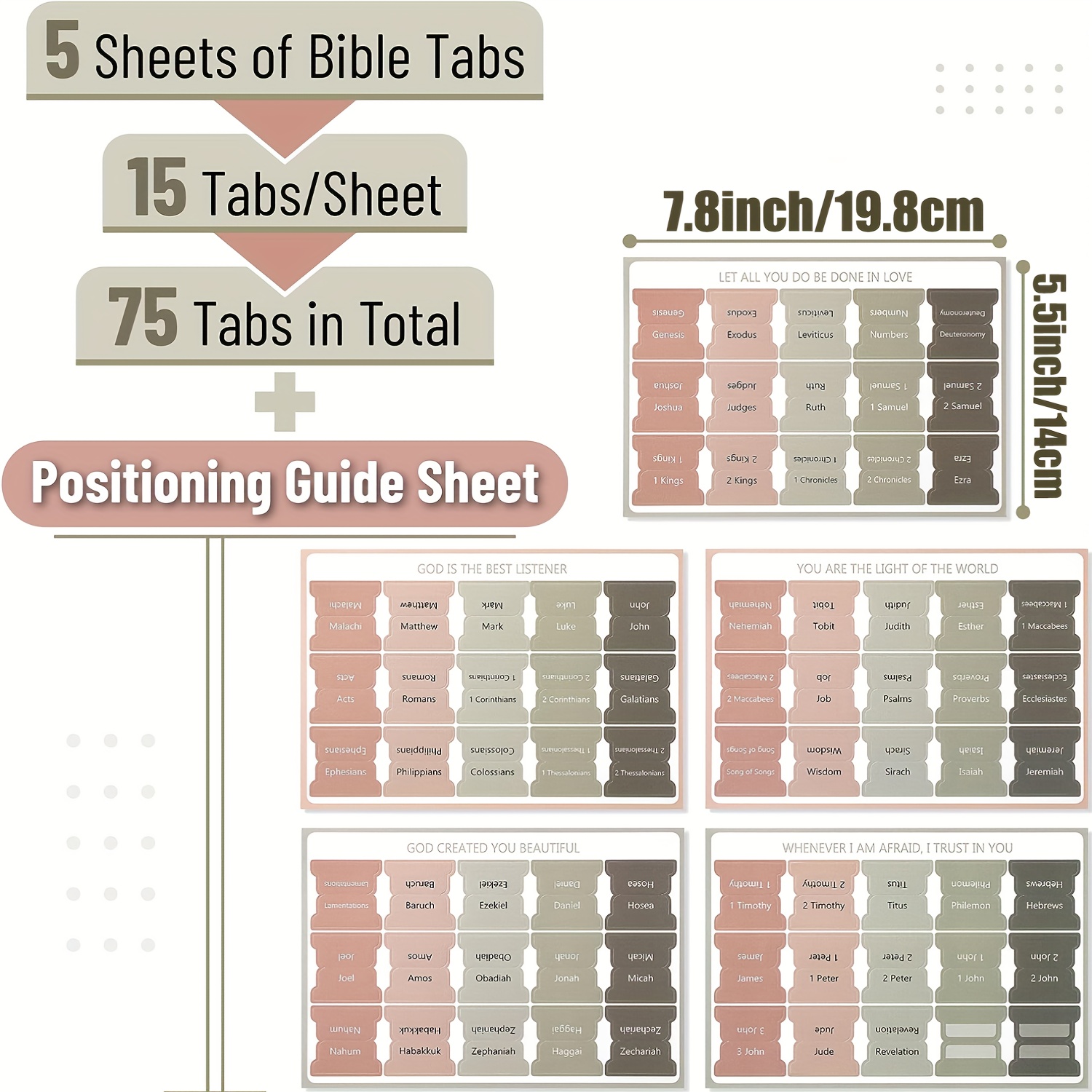 Bible Tabs,sticky Index Tabs, 75 Tabs, Bible Index Label Sticker