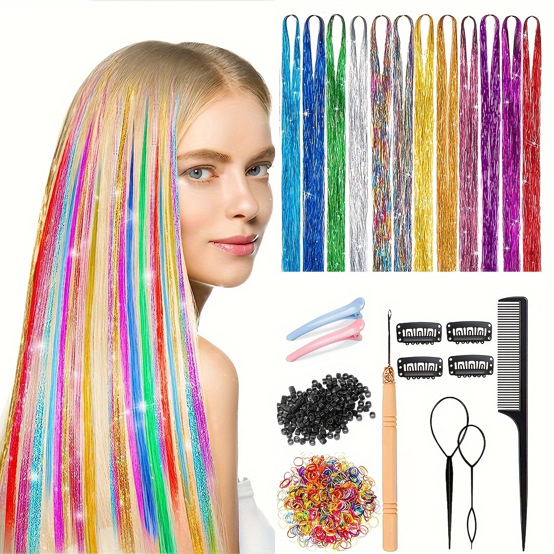 Hair Tinsel Kit 5 Colors Fairy Hair Tinsel Hair Extensions - Temu Australia