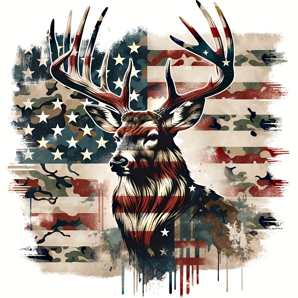 Camo Us Flag Deer Elk Camouflage Hunting Hunter - Temu