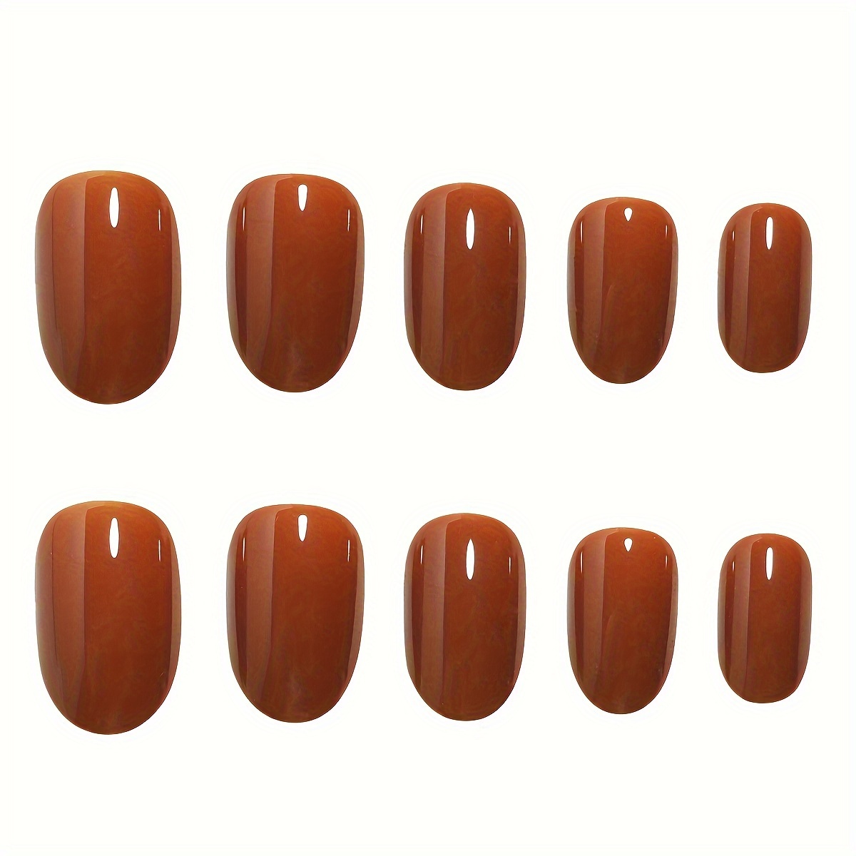 24pcs mid length oval shape press on nails solid color fake nail full cover nails for women details 31