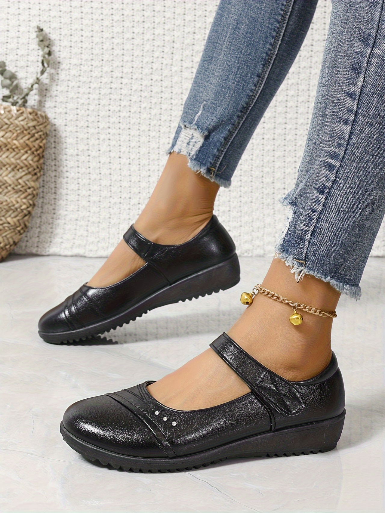 Women Flat Loafers Casual Ankle Strap Middle Temu Canada