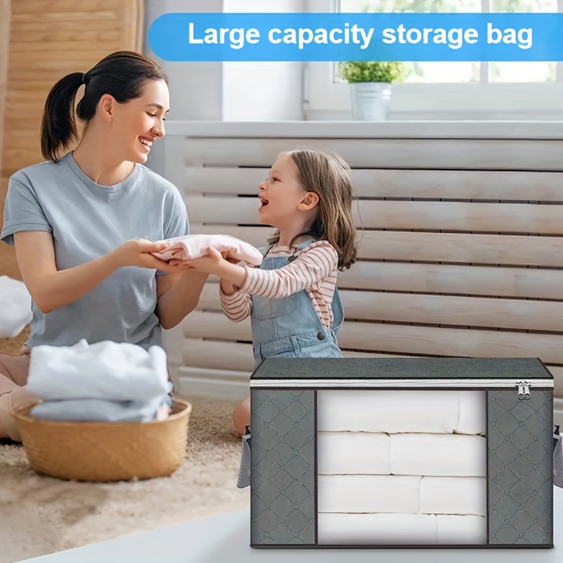Large Capacity Clothes Storage Bag Clear Window Blanket Bag Thick Storage  Box