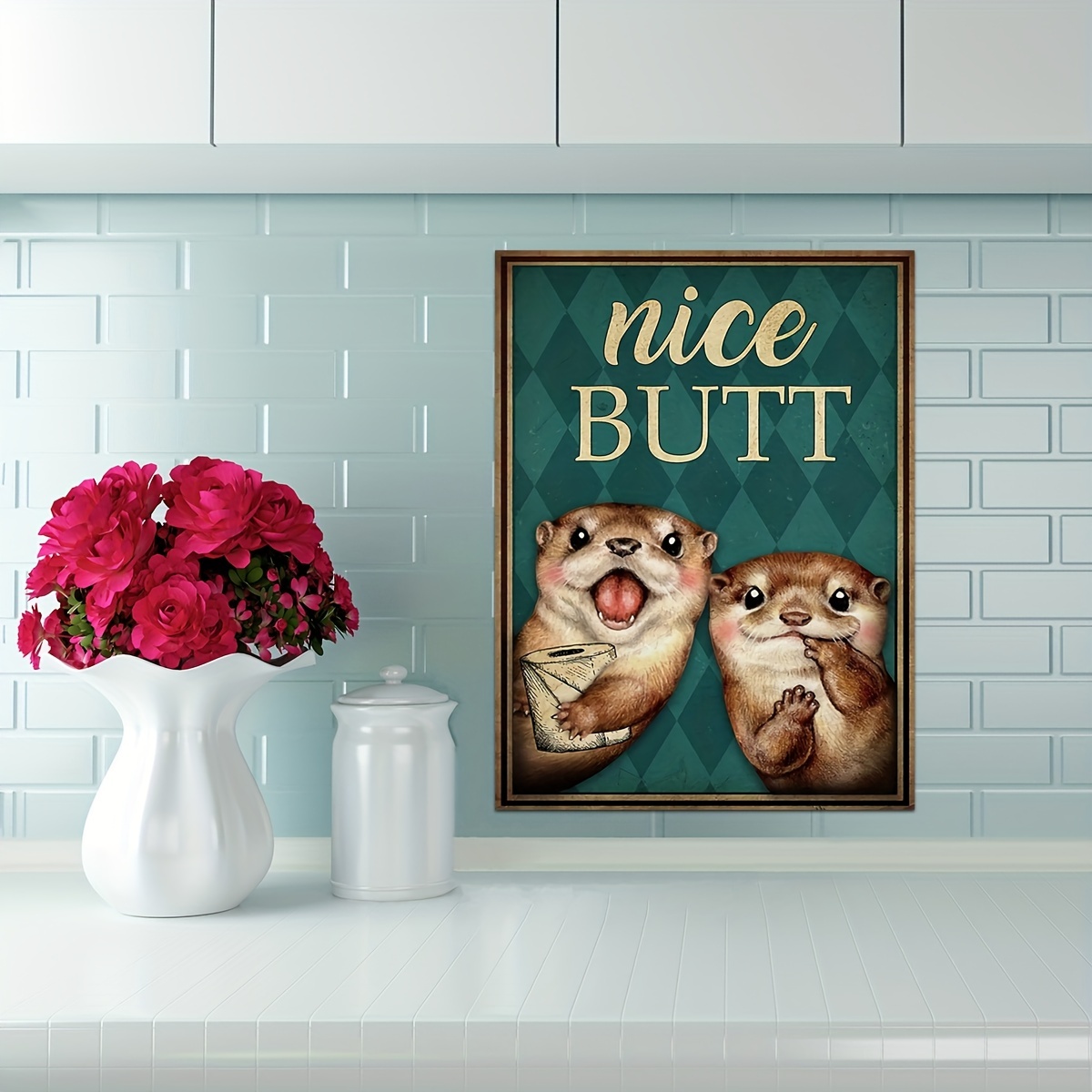 Cute Otters Nice Butt Canvas Poster Funny Bathroom Decor - Temu