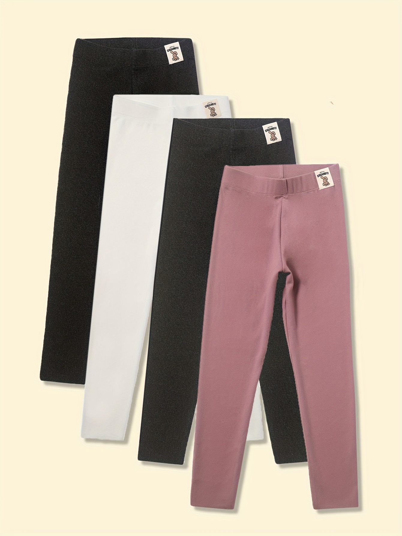 3-pack jersey leggings - Dark pink/Black - Kids
