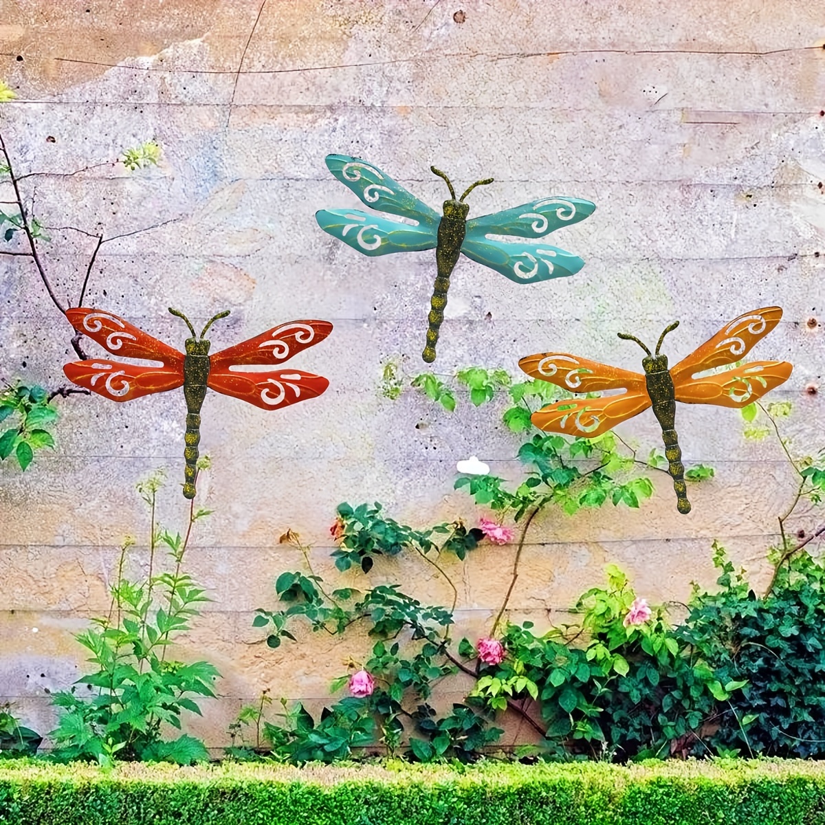 Metal Dragonfly Wall Decor Outdoor Garden Fence Art Hanging - Temu