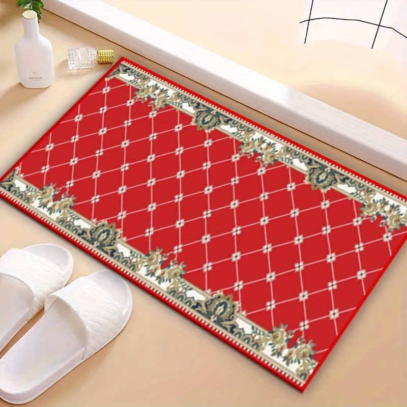 Modern Chinese Style Red Rug Stain Resistant Waterproof Long Strip Floor Mat,  Comfort Standing Mats, Living Room Bedroom Bathroom Kitchen Sink Laundry  Office Area Rugs Runner, Home Decor - Temu