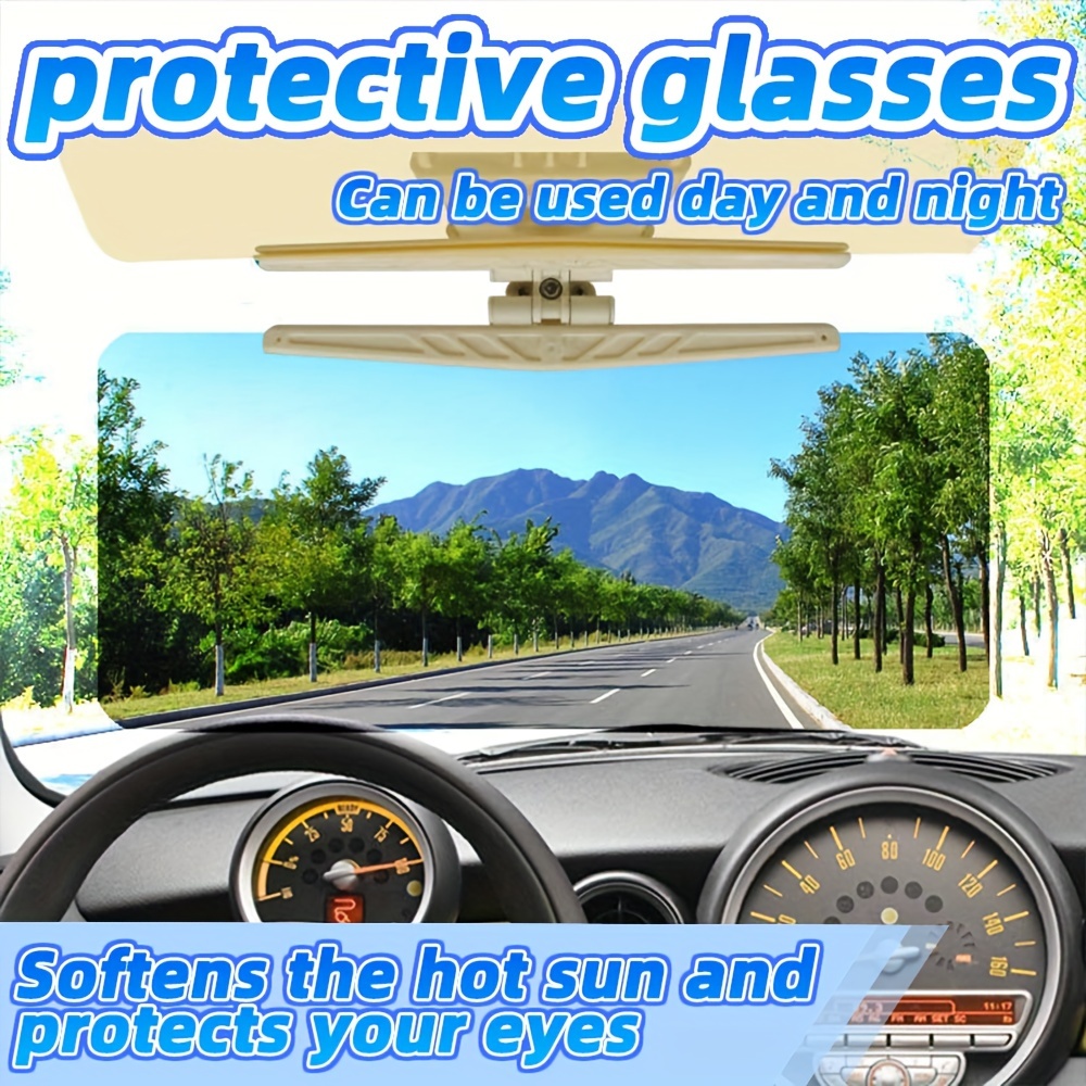 Pare-soleil de voiture, 2 en 1 jour et nuit, anti-éblouissement, anti- éblouissement, anti-UV, HD, visière pour voiture, lunettes de nuit,  extension d'aigle, filtre UV pour pare-brise