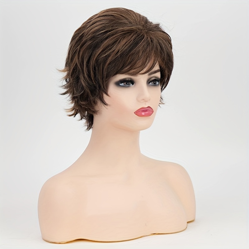 3 Colors Short Curly Wig With Bangs Natural Look Synthetic Wig