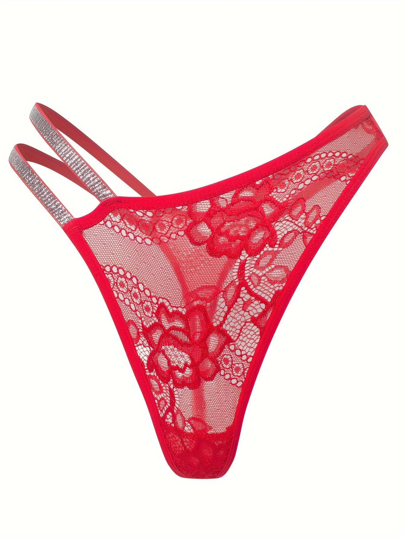 Floral Lace Mesh Thongs Hollow Semi sheer Intimates Panties - Temu Austria