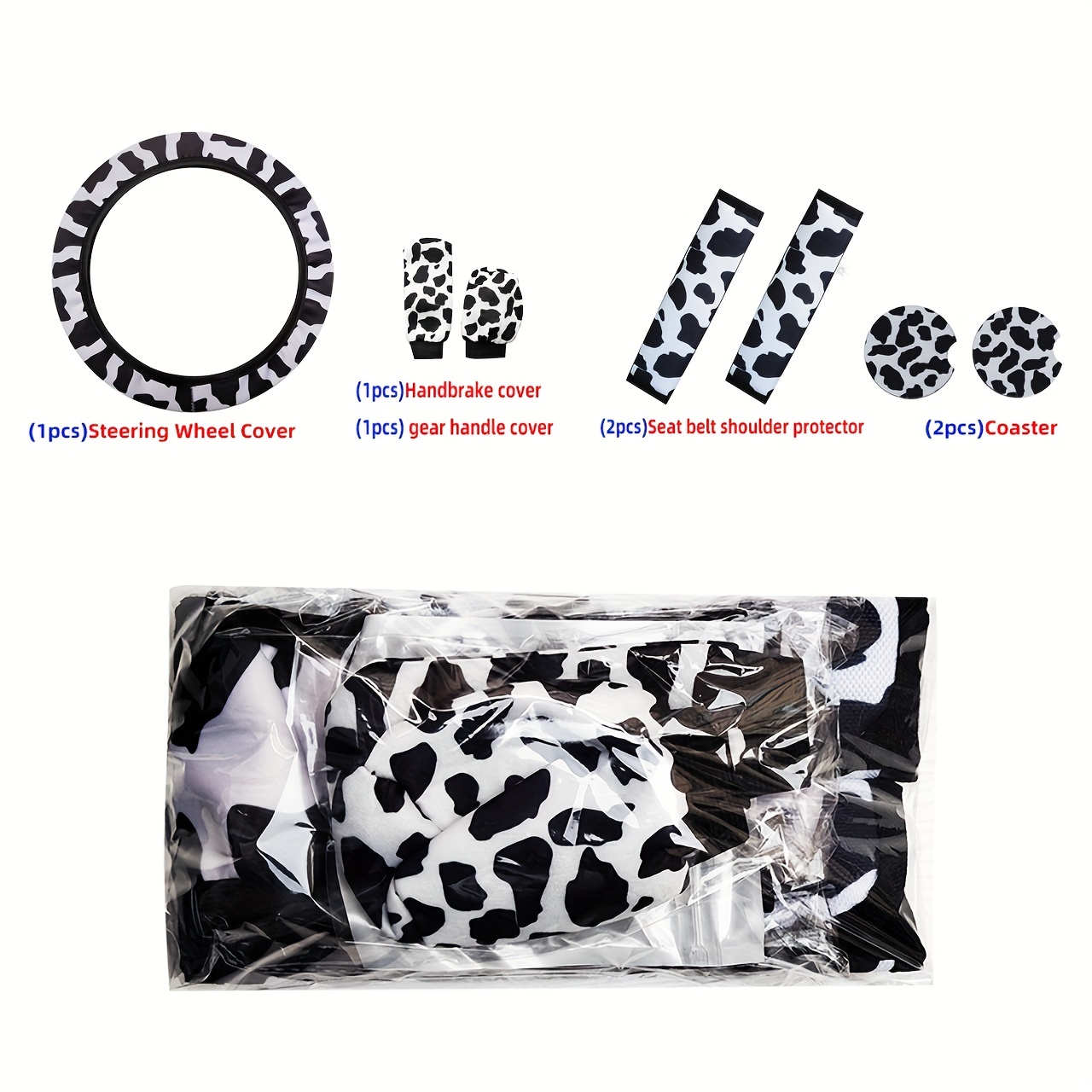 Cow Pattern Plush Car Steering Wheel Cover Without Inner - Temu