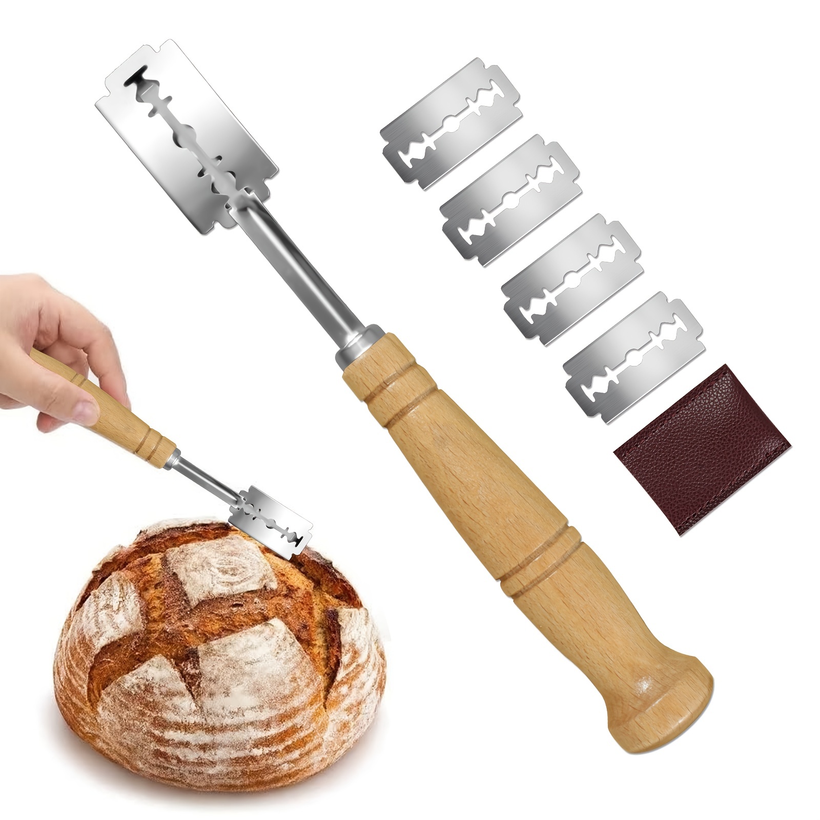 5-Blade Handcrafted Bread Knife, Bread Lame Slashing Tool, Dough Making  Slasher Tools, Baking Sourdough Bread Starter Jar Scoring Knife Razor  Cutter S