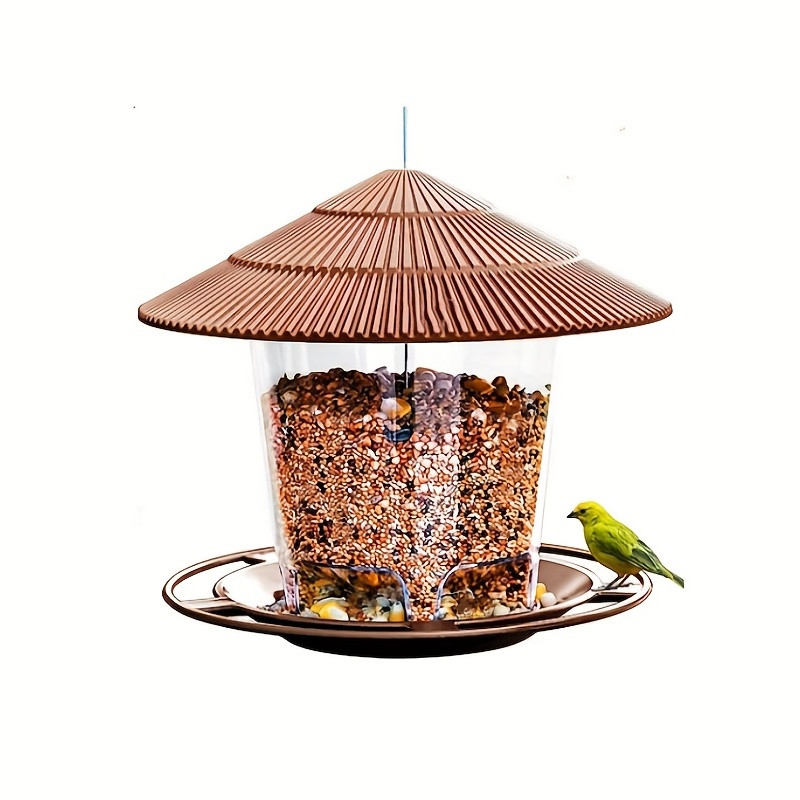 Mangeoire à oiseaux en fer à 360 degrés avec trous de drainage, fenêtre  transparente, fil à suspendre, mangeoire pour colibris avec toit :  : Terrasse et Jardin