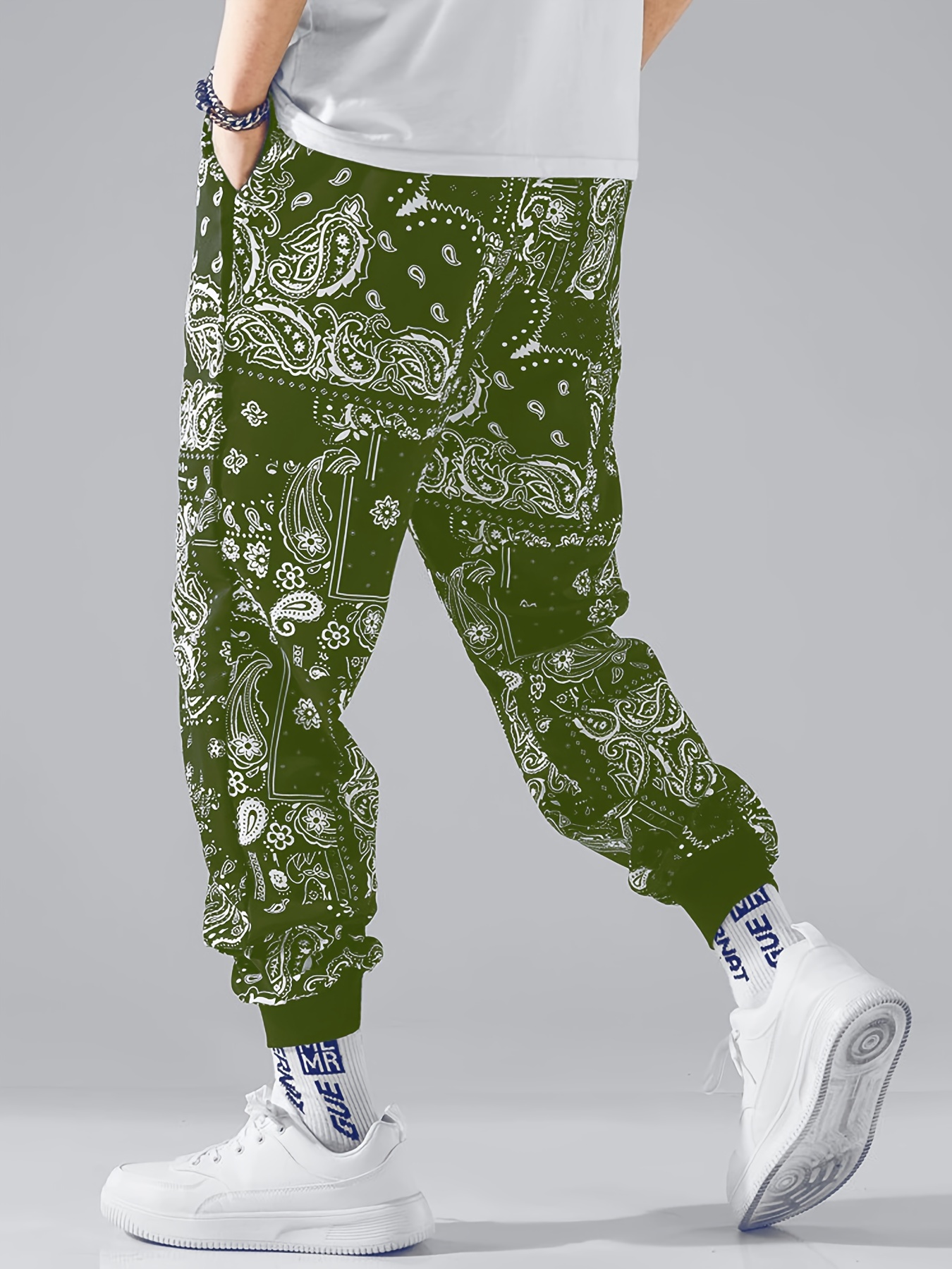 Paisley Pattern Joggers Tapered Pants Men's Casual Street - Temu