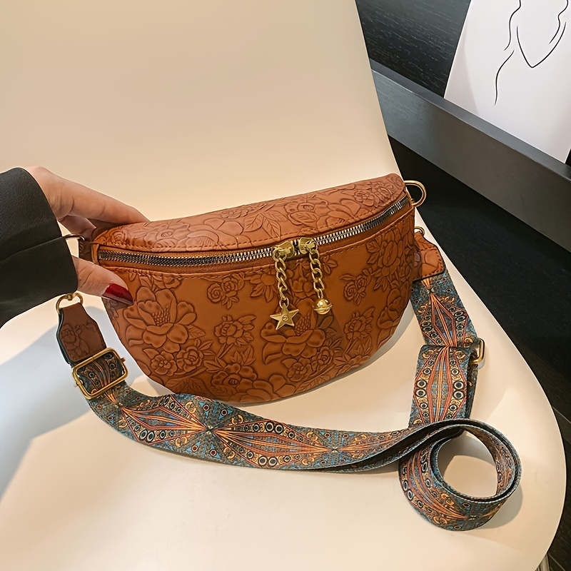 Fashionable Women's Pu Geometric Pattern Waist Bag With Coin Purse