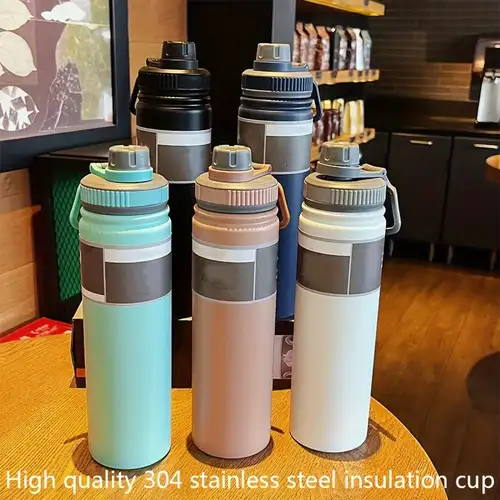 Stainless Steel Water Cup Double Wall Vacuum Insulated Water Bottle 500/750ml Metal Sports Drink Bottle Lightweight Fashion Leak-Proof Hot Cold Water