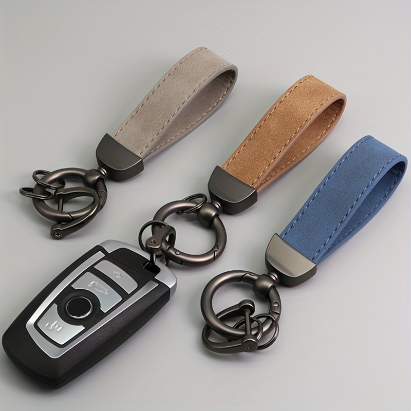 1pc Suede Car Key Chain Men's and Women's High-end Faux Leather Key Chain Ring Lanyard Cool and Creative,Bag Accessories,Temu