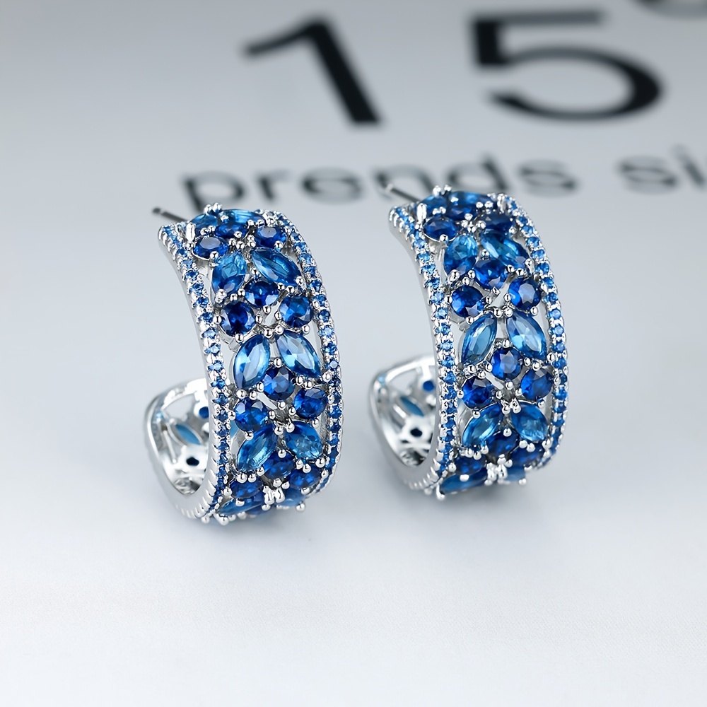 Zirconia C Shaped Dangle Earrings
