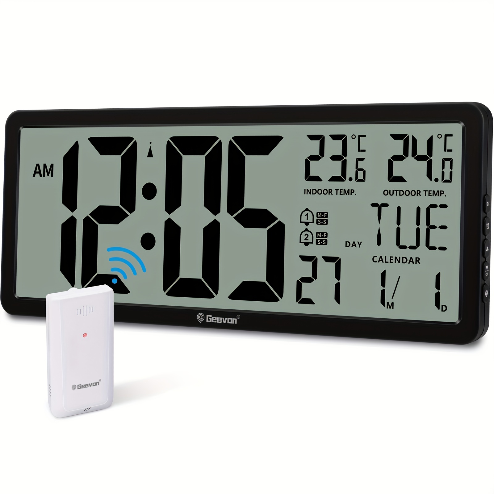 Aierwill-Reloj de pared Digital N6, alarma grande de 16 pulgadas, Control  remoto, fecha, semana, temperatura, alarmas duales, pantalla LED