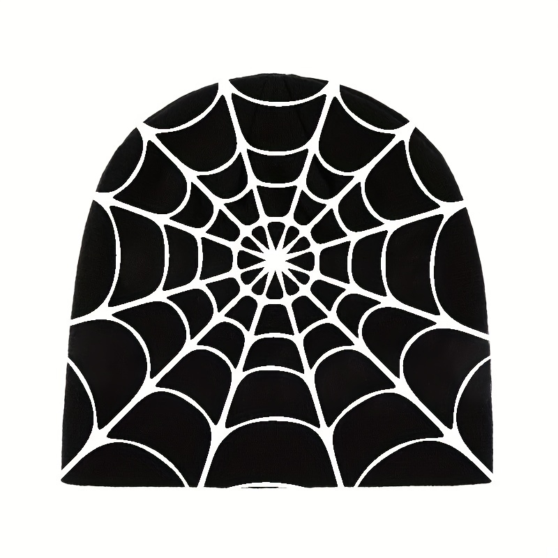 Y2K Gothic Spider Web Jacquard Skull Cap Unisex Warm Knit Hat