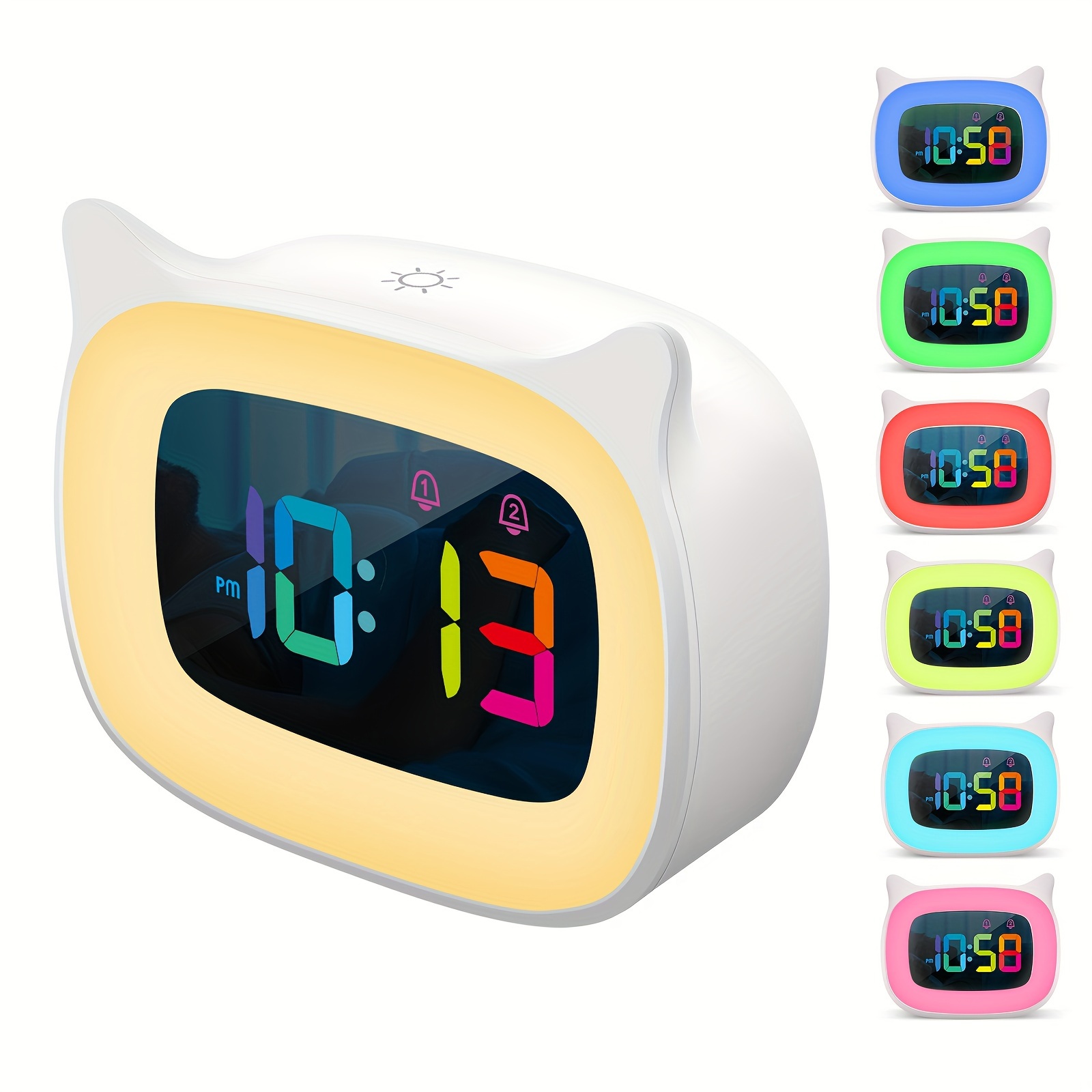 Mini Reloj Despertador LED Digital Que Cambia De Color Sonido Natural  Colorido Despertador Luz Junto A La Cama Termómetro Redondo Calendario De  Escritorio Electrónico De 8,57 €