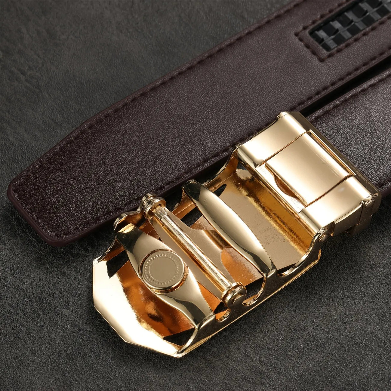 Men's Fashion Brown Casual Automatic Buckle Belt - Temu