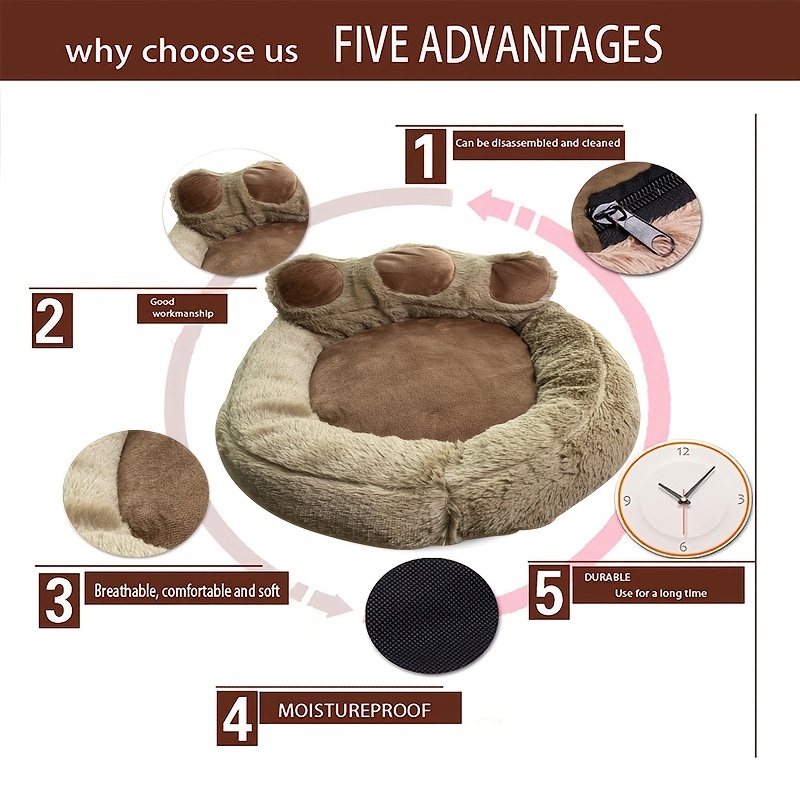Comfort Soft Plush Dog & Cat Bed with Removable Cushion
